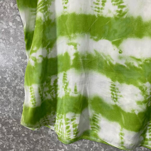 Dress Barn Green & White Tie Dye Stripe Silky Feel Blouse - Size XL - Scoop Neck - Picture 3 of 6